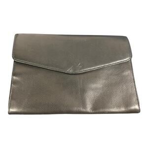 Canyon Outback Black Leather Envelope Clutch Bag Foldover Slim Purse wallet